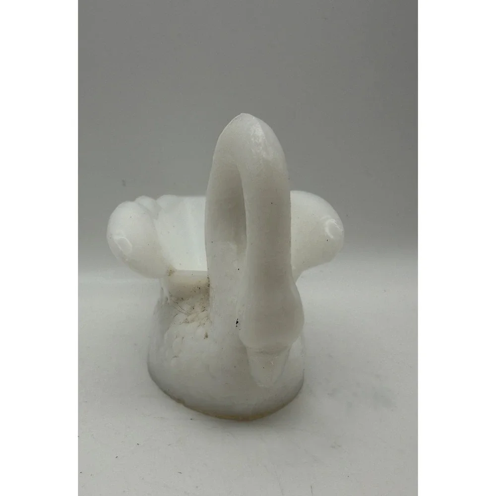 Vintage White Milk Glass Swan Planter Trinket Dish Vanity Candy Dish 5